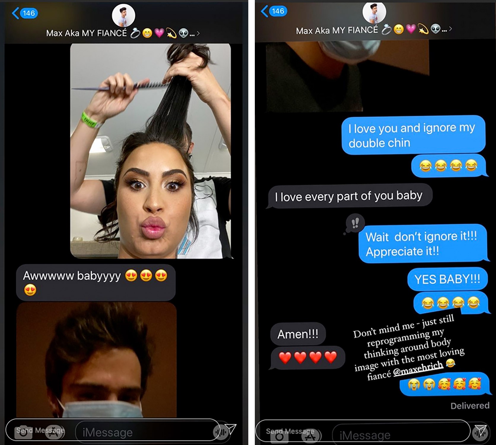 Demi Lovato conversa com seu noivo, Max Ehrich (Foto: Reprodução / Instagram)
