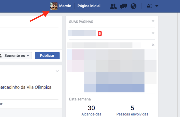 Acessando o perfil de usuário do Facebook (Foto: Reprodução/Marvin Costa)