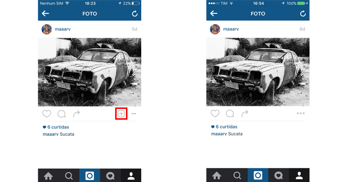 Botão misterioso do Instagram foi removido após nova atualização (Foto: Reprodução/Marvin Costa)