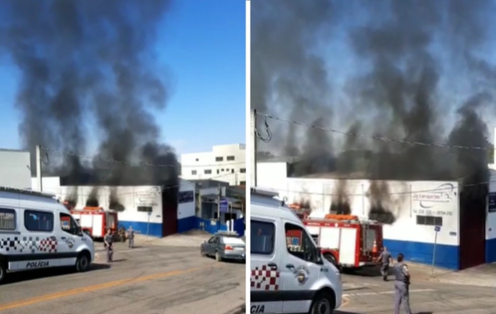 Incêndio atinge galpão de transportadora em Boituva (SP) — Foto: Arquivo Pessoal