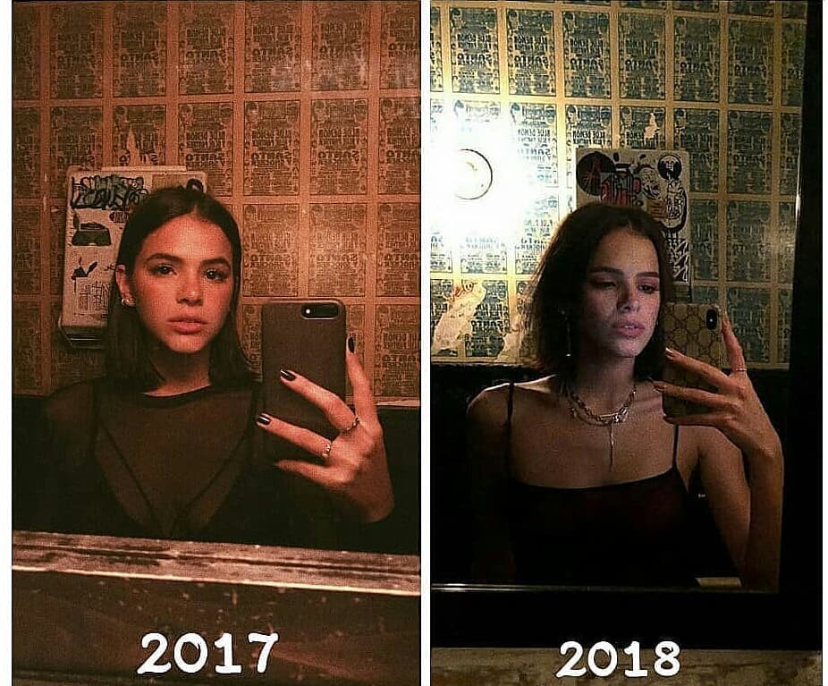 Bruna fez a mesma selfie no mesmo restaurante em 2017 (Foto: Reprodução/Instagram)