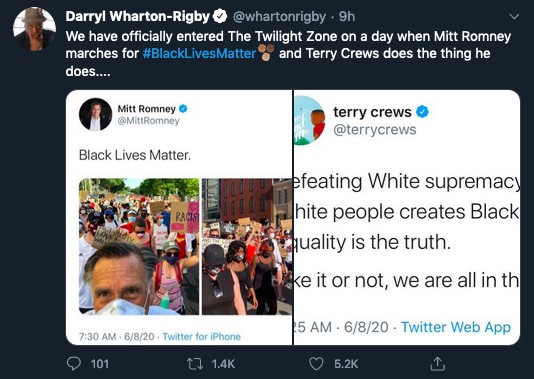 Uma das críticas no Twitter ao post do ator Terry Crews (Foto: Twitter)