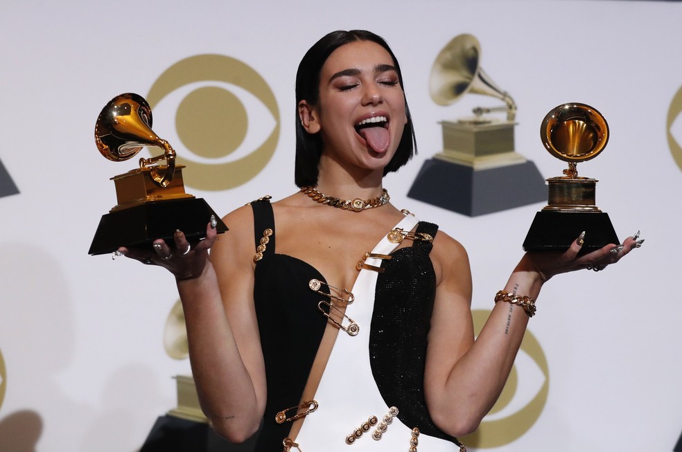 Dua Lipa ganhou Grammy de revelação e de melhor gravação dance — Foto: Mario Anzuoni / Reuters