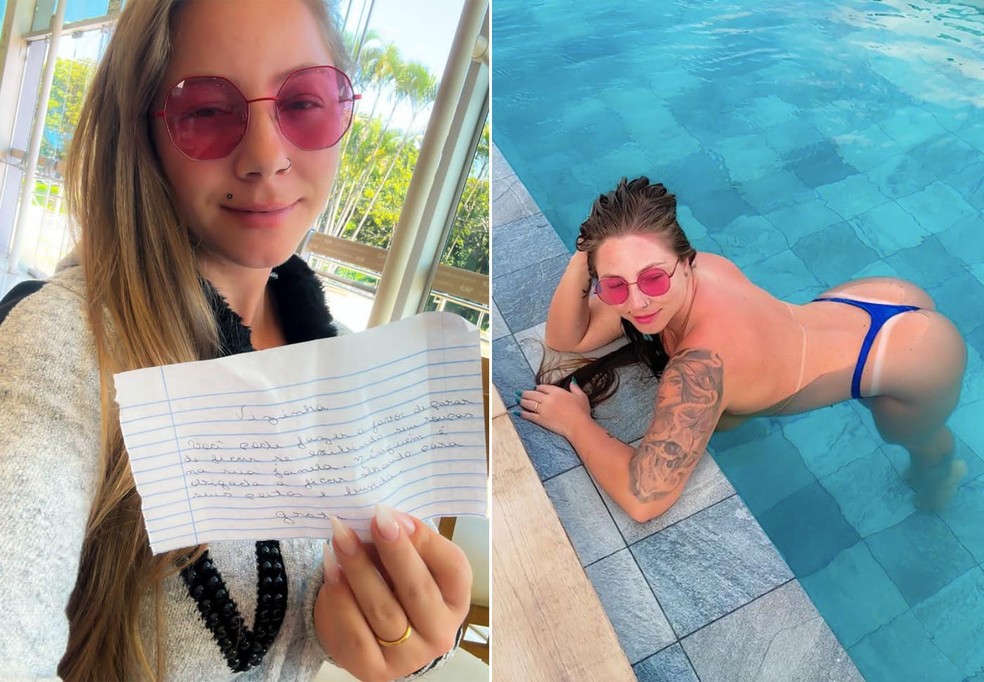 Elis Nebsniak é repreendida por vizinha após fotos na sacada — Foto: Divulgação