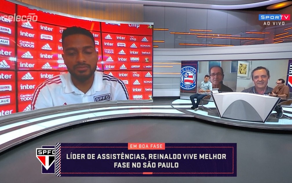 Reinaldo, do São Paulo, participa do Seleção SporTV — Foto: Reprodução