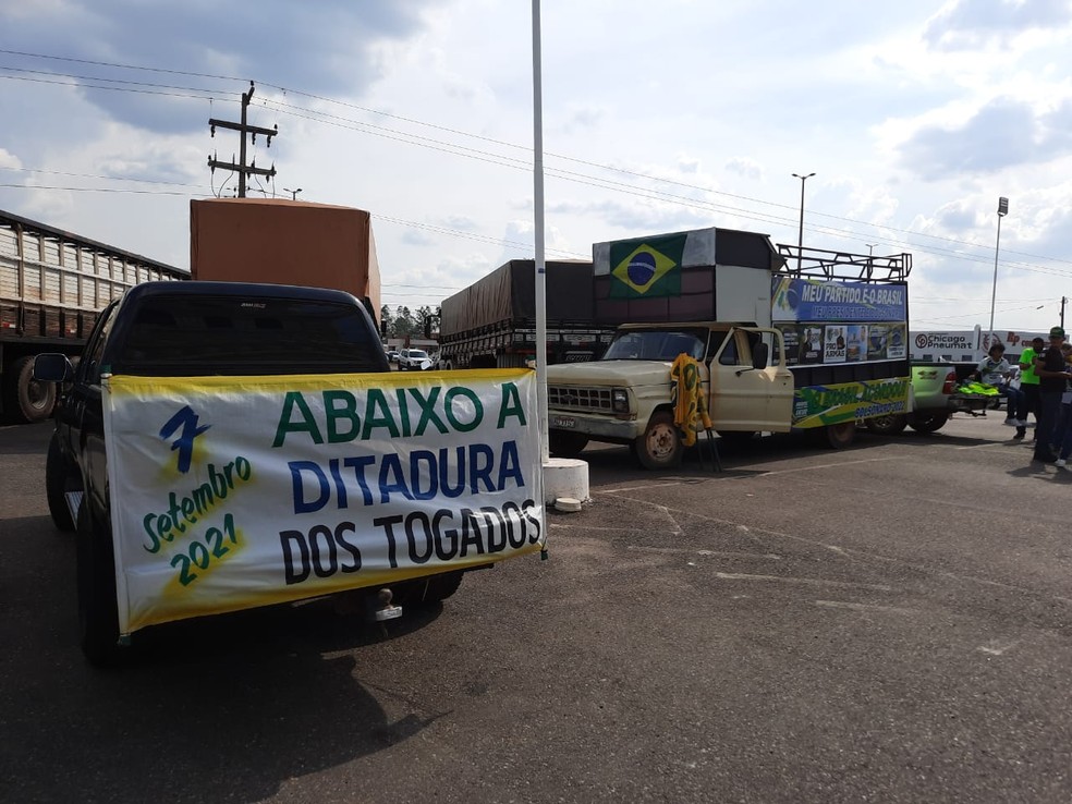 Cacoal (RO): Protesto a favor de Bolsonaro foi registrado no feriado de 7 de setembro — Foto: Matheus Afonso/Rede Amazônica
