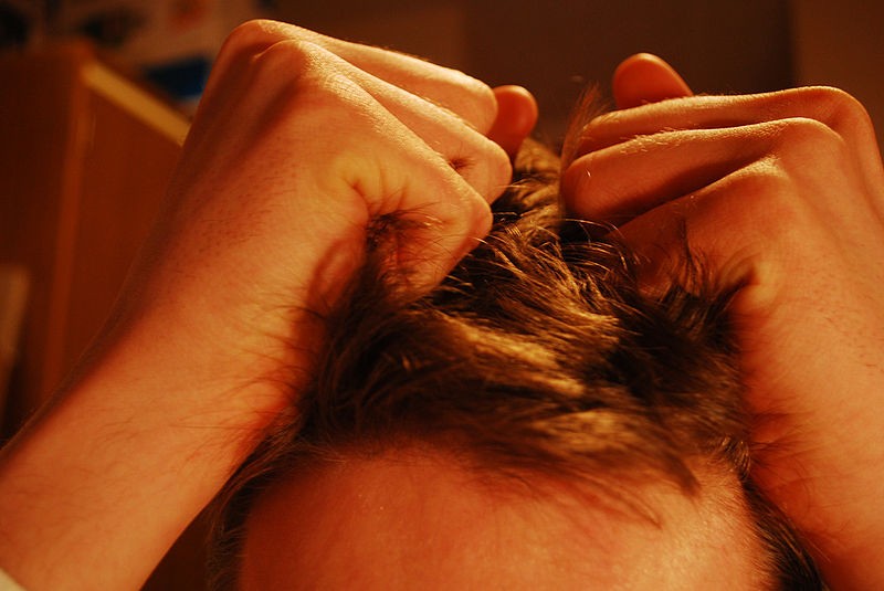 Homem puxando os próprios cabelos (Foto: Wikimedia Commons)