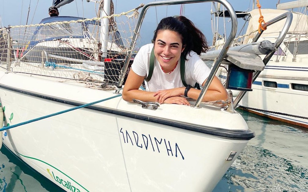 Veleiro Sardinha foi usado por Tamara Klink para atravessar o oceano — Foto: Reprodução/Instagram
