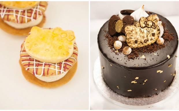 Biskies de torta de maça e Torta dos sonhos de chocolate, da Hello Kitty, em Londres (Foto: Divulgação)