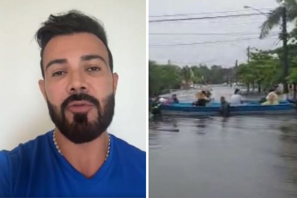 Prefeito decretou estado de emergência na cidade, onde algumas pessoas têm usado barcos para se deslocar  — Foto: Reprodução