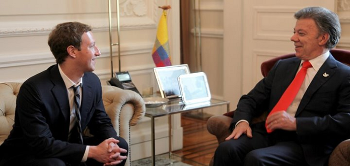 Zuckerberg encontrou o presidente da Colômbia em Bogotá (Foto: Divulgação)