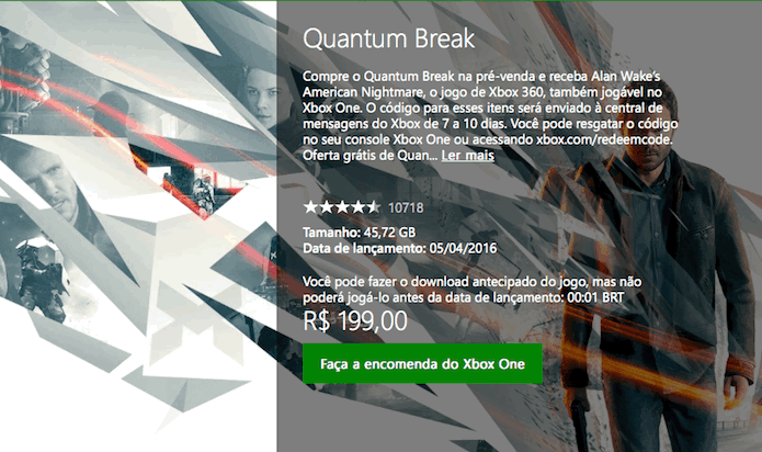 Quantum Break: pré-compra da versão digital garante cópia bônus para Windows 10 (Foto: Reprodução/Victor Teixeira)