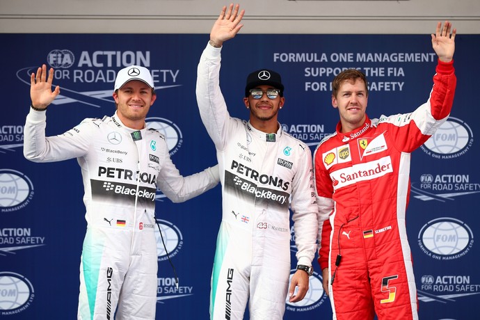 Nico Rosberg, Lewis Hamilton e Sebastian Vettel - treino classificatório GP da China - Fórmula 1 (Foto: Getty Images)