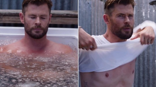Chris Hemsworth mergulha em banheira de gelo em desafio; assista