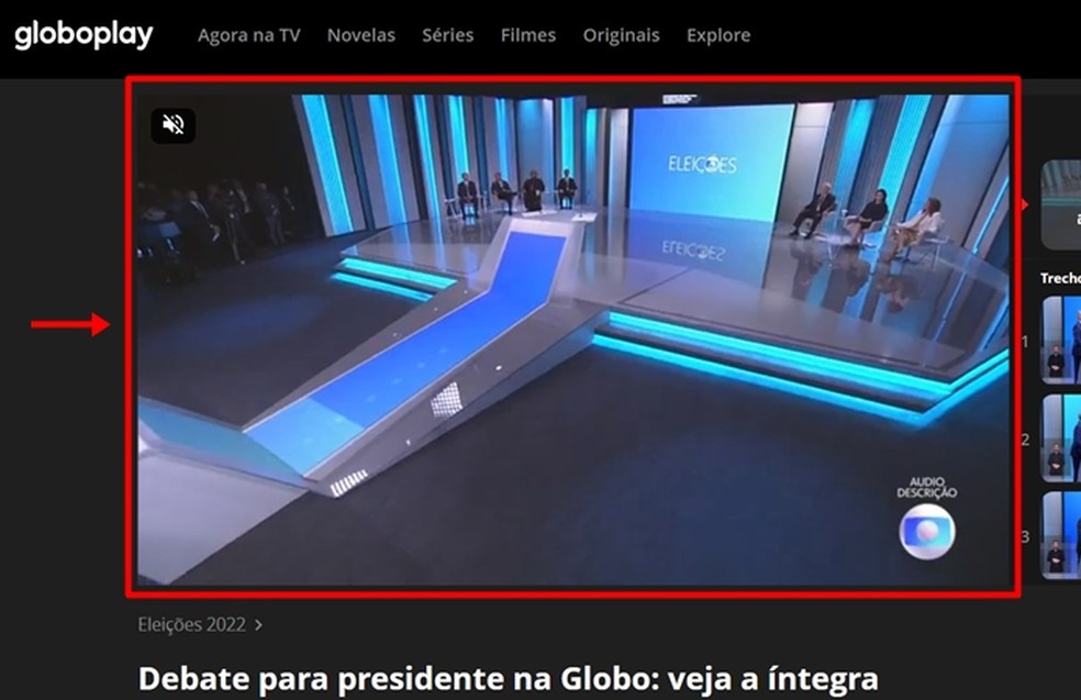 Automaticamente, Globoplay transmite a reprise do debate completo para presidente da República na Globo — Foto: Reprodução/Gabriela Andrade