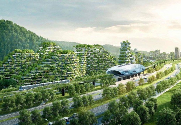 Edifícios cobertos de plantas da Liuzhou Forest City (Foto: Stefano Boeri Architetti)