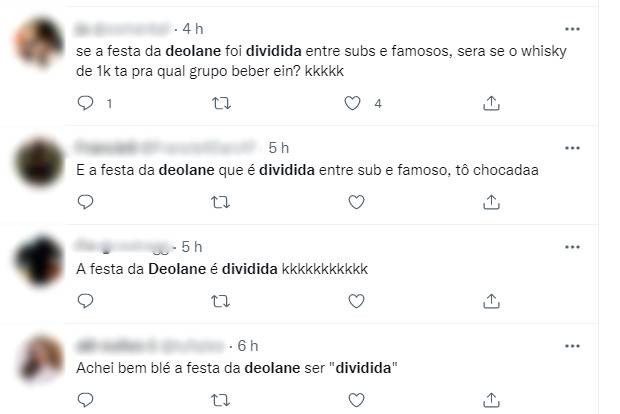 Separação entre famosos e subcelebridades em festa de Deolane Bezerra causa polêmica (Foto: Reprodução/Twitter )