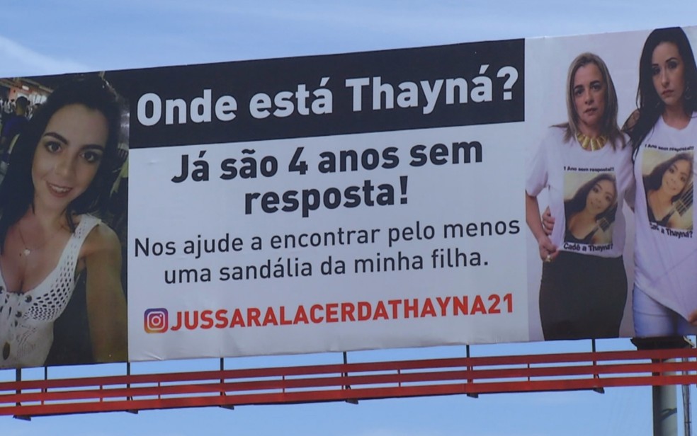 Outdoor cobra resposta sobre o desaparecimento de Thayná Ferreira em Valparaíso de Goiás — Foto: Reprodução/TV Anhanguera
