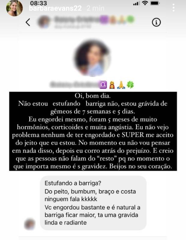 Bárbara Evans responde seguidora (Foto: Reprodução/Instagram)