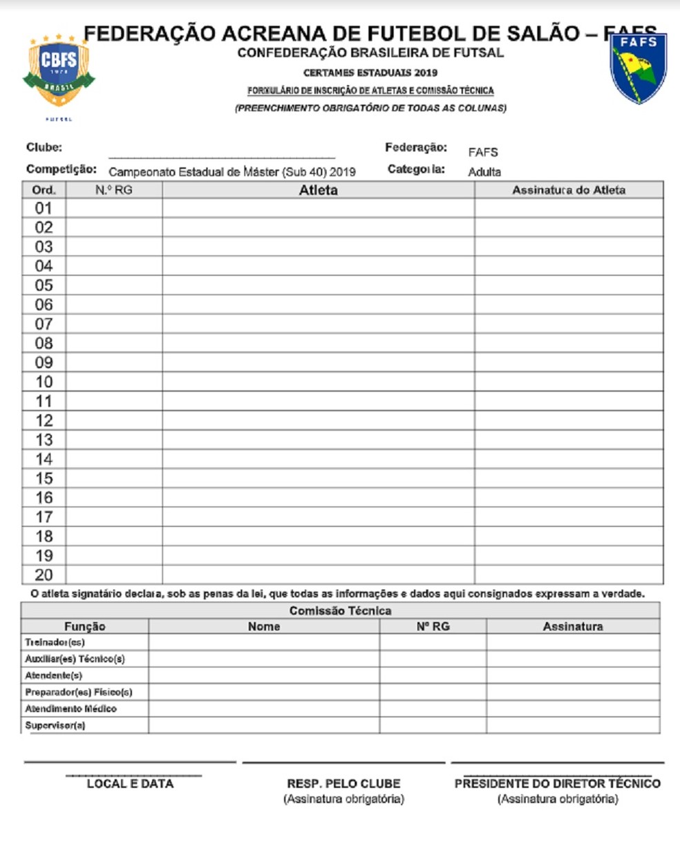 A Organização De Um Campeonato De Futebol Recebeu A Inscrição