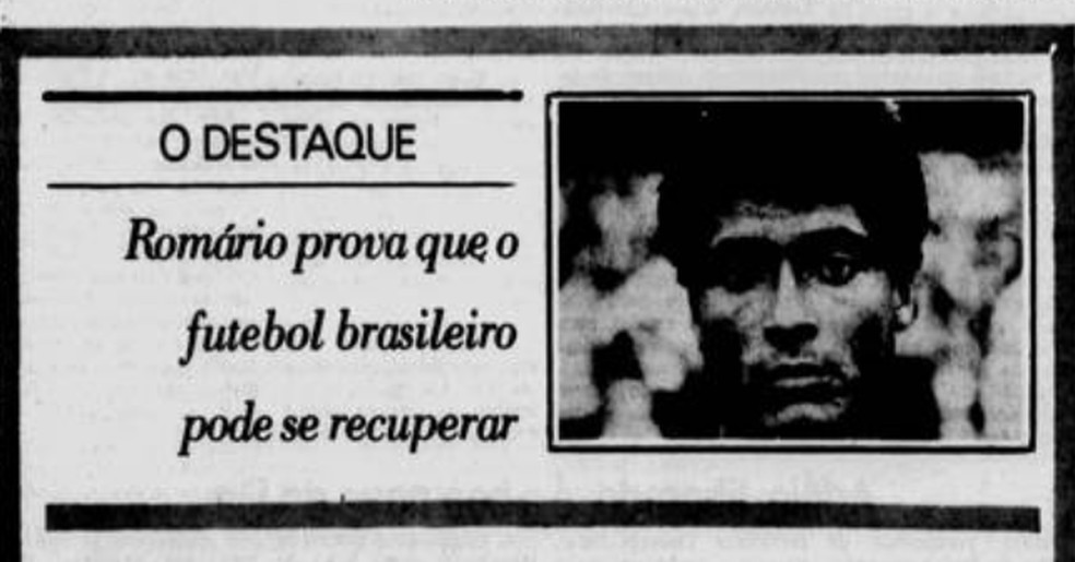Romário foi destaque da conquista da Taça Guanabara do Vasco sobre o Flamengo em 1986 — Foto: Reprodução/Jornal dos Sports
