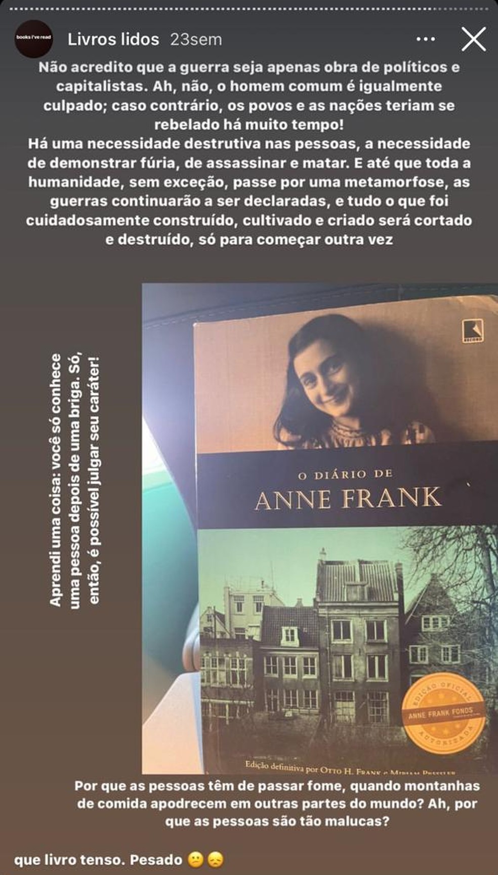 Gustavo Scarpa, do Pameiras, faz crítica de "Diário de Anne Frank" — Foto: Reprodução