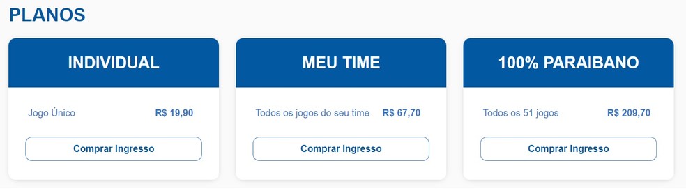 Pacotes de transmissão do Campeonato Paraibano no Jornal da Paraíba — Foto: Reprodução / Jornal da Paraíba