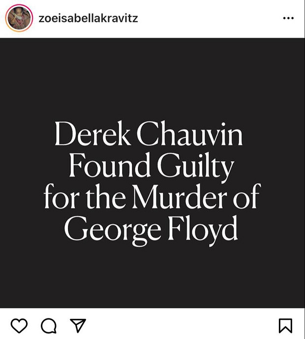 Personalidades repercutem decisão do júri no caso de George Floyd (Foto: Reprodução/ Instagram)