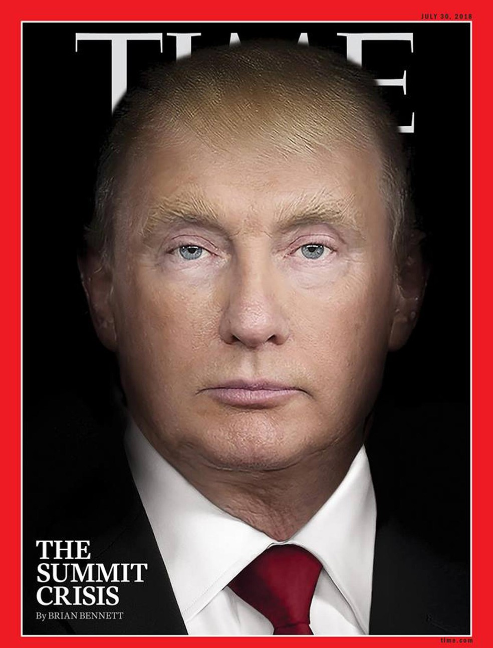 Trump e Putin são 'mesclados' em capa da revista 'Time' (Foto: Reprodução)