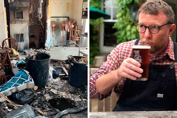 O diretor Guy Ritchie e seu bar atingido por um incêndio (Foto: reprodução instagram)