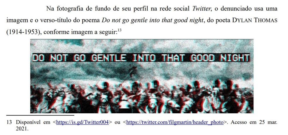 Imagem publicada no Twitter do assessor da Presidência da República Filipe Martins — Foto: MPF/Reprodução