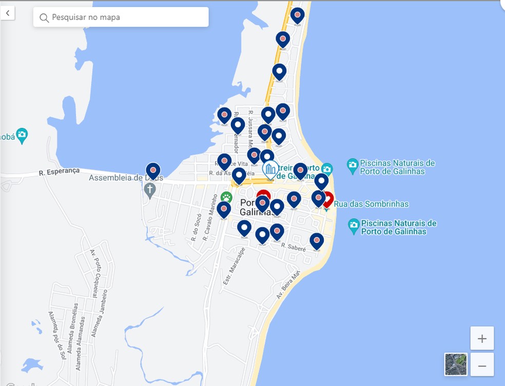 Mapa do Booking permite encontrar acomodações mais baratas — Foto: Reprodução/Rodrigo Fernandes