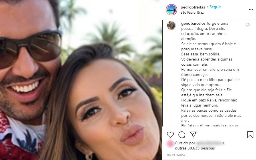 Geno Barcelos, mãe de Jorge, defende o sertanejo de críticas do ex-cunhado por novo namoro (Foto: Reprodução/Instagram)