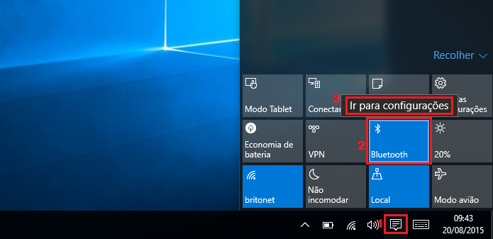 Acessando as configurações do Bluetooth no Windows 10 (Foto: Reprodução/Edivaldo Brito)