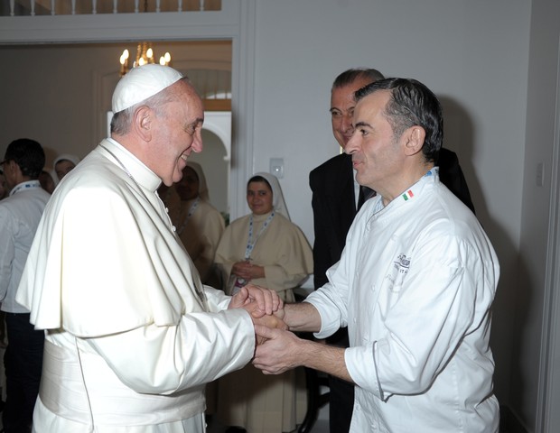 Papa Francisco e Chef Pasquale Mancini (Foto: Divulgação)