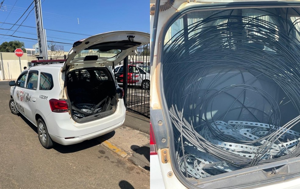 Jovem é preso com cabos de fibra óptica furtados após denúncia de empresas de internet em Itapetininga — Foto: Arquivo pessoal