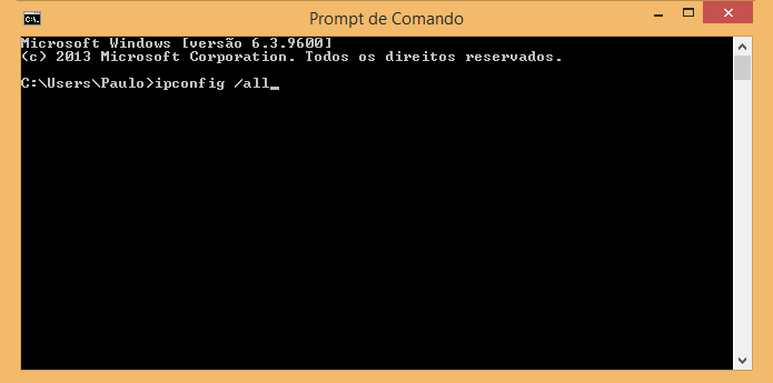 Digite o comando ipconfig /all (Foto: Reprodução/Paulo Alves)
