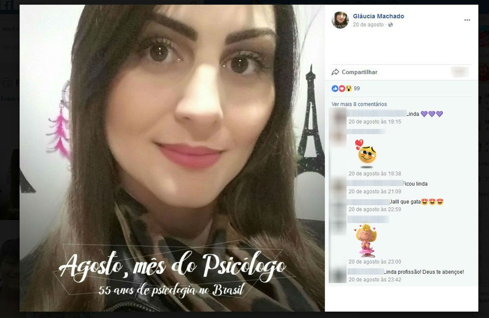 Gláucia Machado foi morta pelo companheiro após festa da irmã — Foto: Reprodução/Facebook