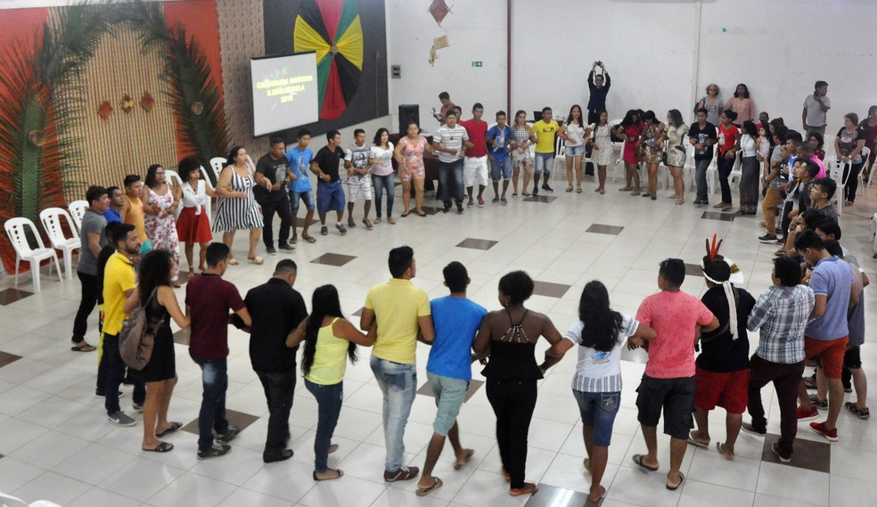 Ritual de celebração entre indígenas e quilombolas — Foto: Divulgação/Ascom (Ufopa)