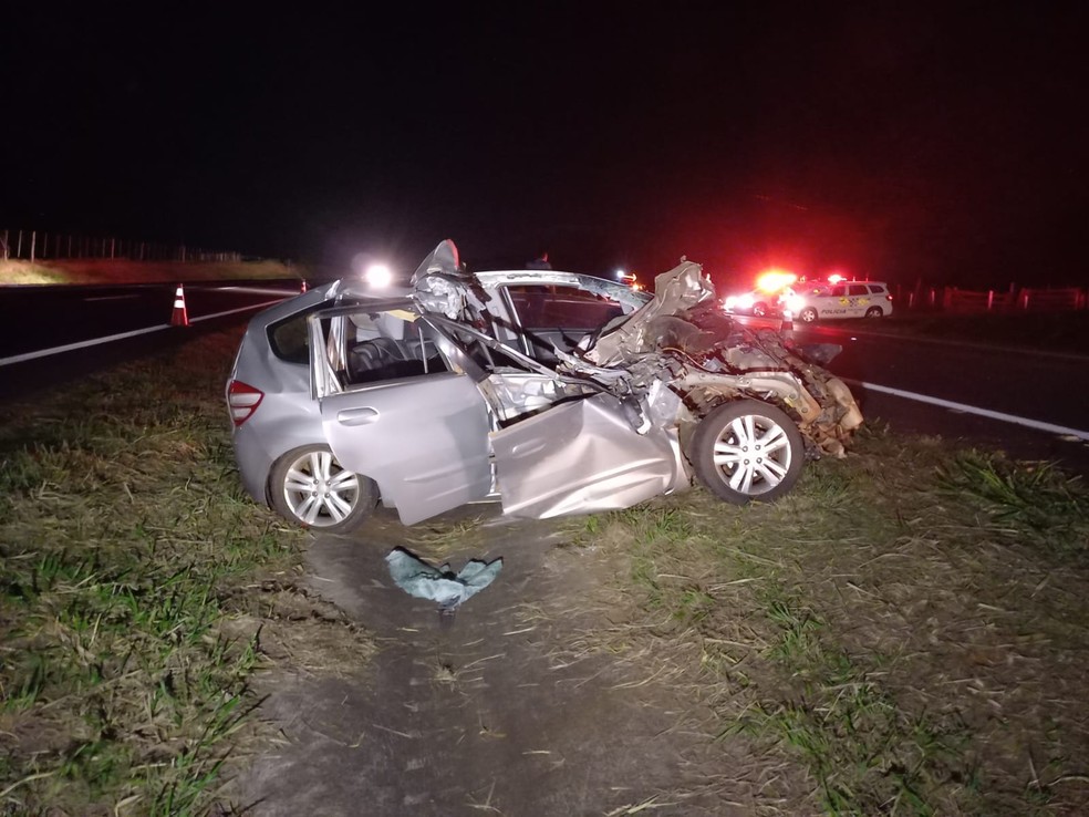 Policial militar morreu vítima de acidente na SP-425, em Indiana (SP) — Foto: Betto Lopes/TV Fronteira