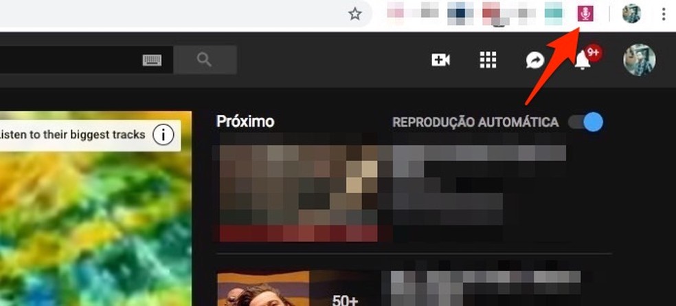 Ação para iniciar o reconhecimento de uma música usando a extensão AudD Music Recognition para Chrome — Foto: Reprodução/Marvin Costa