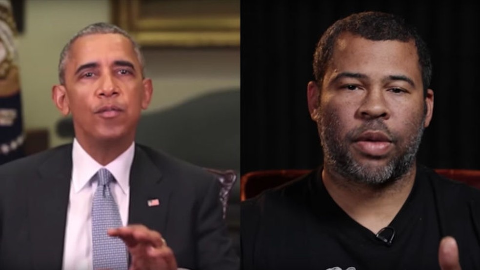 Em vídeo falso, movimentos e falas e de Obama são controlados pelo ator Jordan Peele — Foto: Reprodução/BuzzFeed