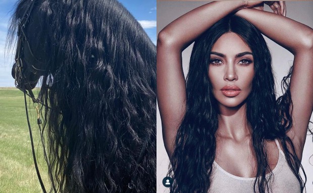 Kim Kardashian mostra crina de seu cavalo e semelhança com seu cabelo impressiona (Foto: Reprodução / Instagram)