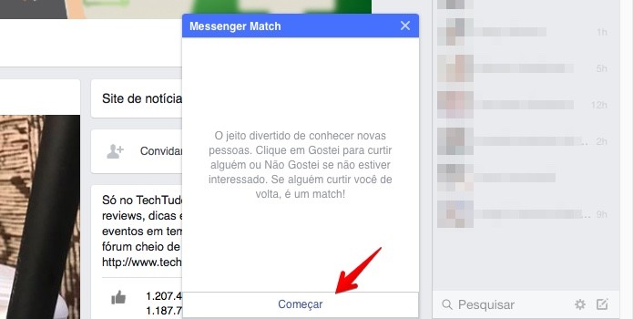 'Tinder' embutido no Facebook Messenger