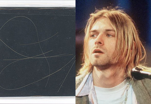 Seis fios de cabelo de Kurt Cobain são vendidos a 14.145 mil dólares (Foto: Iconic Auctions e Getty Images)