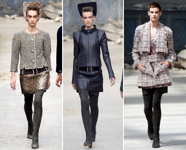 Os modelos desfilados com os novos looks couture da Chanel (Foto: Getty Images)