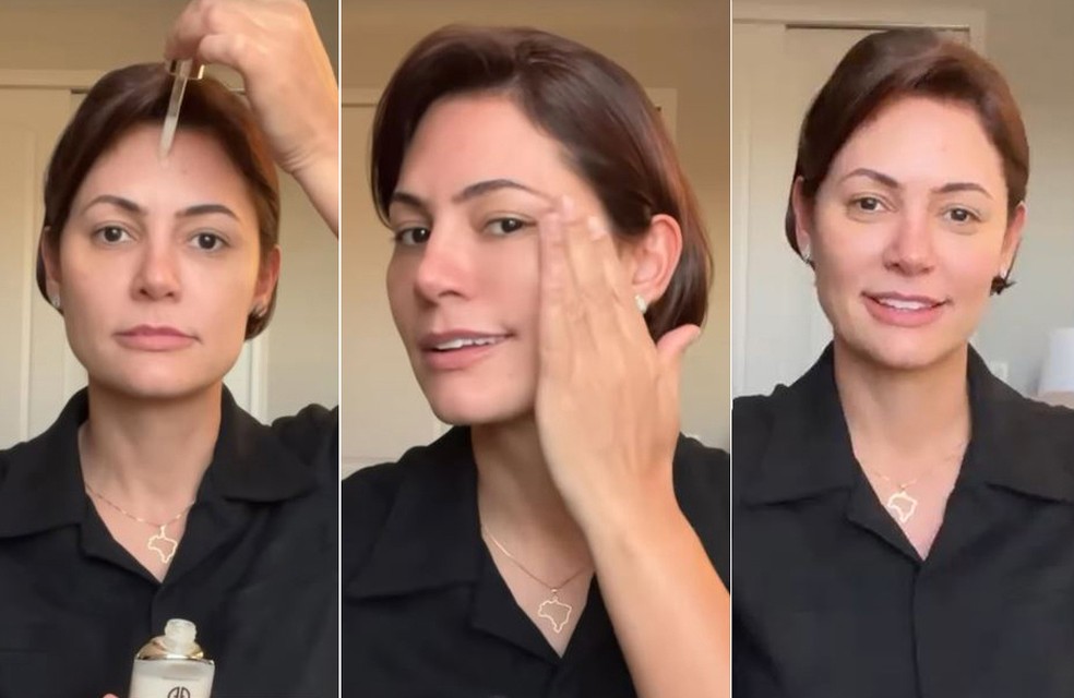 Michelle Bolsonaro faz propaganda de produtos de beleza — Foto: Reprodução/Redes sociais 