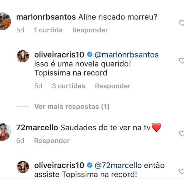 Cristiana Oliveira  (Foto: reprodução/Instagram)