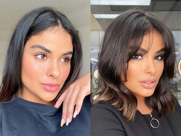Antes e depois: Munik Nunes muda look dos cabelos (Foto: Reprodução/Instagram)
