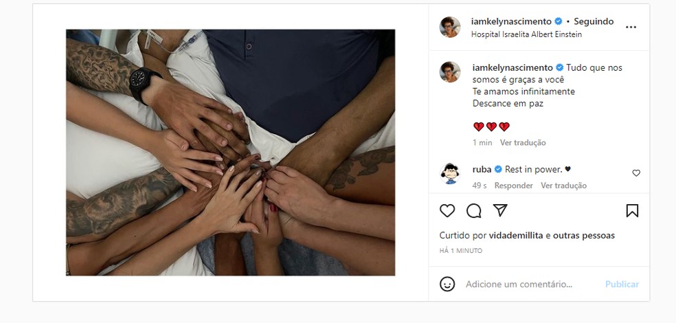 Kely Nascimento se despede de Pelé — Foto: Reprodução Instagram